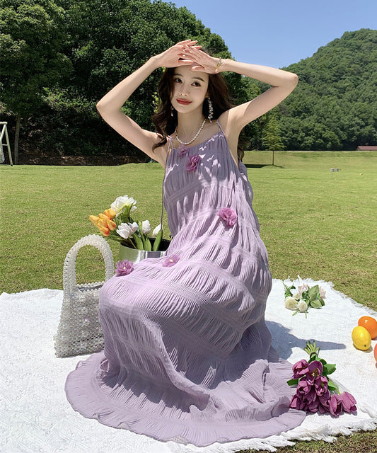 ワンピース ロングドレス サンドレス 立体花 かわいい ロマンチック YH2-QJ9750