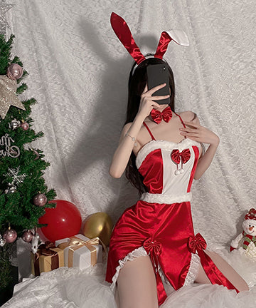 サンタ バニーガール クリスマス コスプレ セット フリーサイズ¥2500