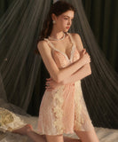 【3色】セクシー ルームウェア キャミソールネグリジェ レース パジャマ Vネック  KS8-GR5911