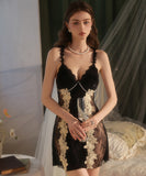 【3色】セクシー ルームウェア キャミソールネグリジェ レース パジャマ Vネック  KS8-GR5911