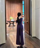 【2色】上下セットワイドパンツエレガントセクシーオフショルダー通勤女子力着痩せ気質同伴個性感 WQ2-DD4818