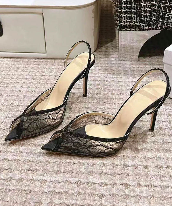 【3色】ハイヒール パンプス キラキラ 高見え レース パーティー WQ5-KLL001