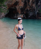 【3点セット】三角ビキニ水着ワンピースフリルレースホルターネック大人可愛い水玉柄 WQ7-DP-A10336