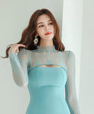 【2色】レース  膝丈ドレス  Aライン 脚長効果 着瘦せ 韓国っぽ  MY2-ZRD889668BH538