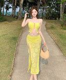 4点式セットビキニ水着花柄ワンピースレース体型カバー高級感セクシー温泉ビーチ海旅行SNS話題タンキニ WQ7-GM-adn007