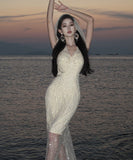 ロングドレスキラキラセクシーおしゃれ誕生日パーティー透明感ナイトクラブ WQ2-XHY919171