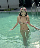 【3点セット】ビキニ水着三角ビキニセクシーホルターネックヒョウ柄ワンピースSNS話題 WQ7-DP-A33589