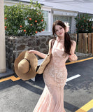 ロングドレスサンドレス花柄マーメイドドレスキャミワンピエレガント気質セクシーフラワーSNS話題 WQ2-CD7-411-65520680