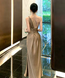 ロングドレス セクシー ワンショルダー バックレス フレンチエレガント 誕生日パーティー イブニング用ドレス JC2-CD3-260-70230620