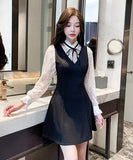 ミニドレス キャバドレス セクシー ハイネック レース切替 Aライン お腹カバー タイトシルエット パーティー デート 女子会 結婚式のお呼ばれ JC2-YM8865