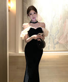 ロングドレス キャバドレス セクシー セレブ風 ホルターネック ハンドメイドビジュー付き ノースリーブ ベルベット タイトドレス パーティー JC2-ZED882610DXH437