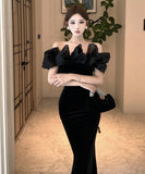 ロングドレス オフショルダー ベロア エレガント スタイリッシュ スリムフィット パーティー イベント JC2-ZED882614DXH437A