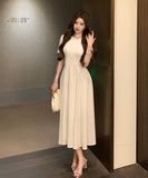 ロングドレス エレガント パールカラー フレンチスタイル ハイウエスト Aライン フレア パーティー デート 結婚式のお呼ばれ JC2-LQE1201HF350