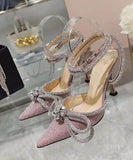 【5色】ハイヒール パンプス ダイヤモンド キラキラ スリッパ 美脚効果 歩きやすい 流行り party 8.5cm 百掛け ヒール 靴 WQ5-KLL885-6