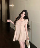 ミニドレス着痩せ気質ワンーショルダーセクシーエレガントフリル WQ2-MXX2543