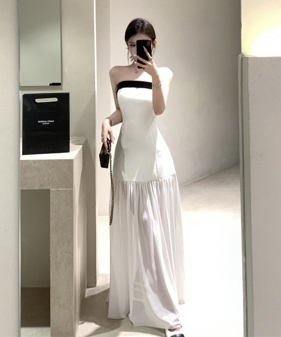 ロングドレスベアトップマーメイドドレスセクシーリボン高級感エレガント宴会パーティー WQ2-XKD-D318A-6271-Mar8