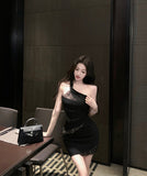 ミニドレスキャバドレスワンーショルダーレースセクシー非対称パーティーナイトクラブ指名 WQ2-MXX2215