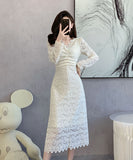 【2色】レース 刺繡 膝丈ドレス キャバドレス セレブ風  宴会 高見 MY2-ZED885931GT415