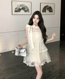 ミニドレスフリル着痩せ気質チュールAラインカワセクシー女子力エレガントパーティー WQ2-XKD-D342-982-Mar21