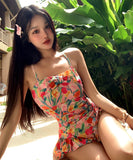 水着ビキニタンキニモノキニ花柄フリル体型カバー露出控え着痩せ温泉ビーチ海 WQ7-DP-A33242