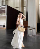 ロングドレスホルターネックサンドレスバックレスドレスセクシー谷間見せVネック小顔ハイウエストセクシーエレガント WQ2-CD3-227-10430730