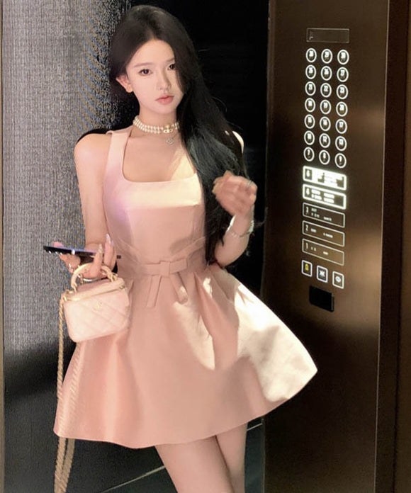 ミニドレスAラインリボンセクシー誕生日パーティー宴会かわいい高級感エレガント WQ2-SJHY10905