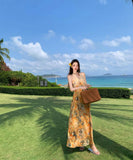 ロングドレスサンドレスホルターネック花柄チュールAライン着痩せ気質高級感セレブ風 WQ2-XHY915274