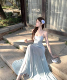 【2色】ロングドレスキャミワンピチュール透明感コーデ万能Jennie styleマーメイドドレス WQ2-ZED882521DXH437A