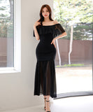 ロングドレス キャバドレス ワンショルダー セクシー 着痩せ おしゃれ YH2-ZED889681BH538