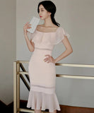 膝丈ドレス キャバドレス ワンショルダー 着痩せ セクシー エレガント おしゃれ YH2-ZED882709BH506