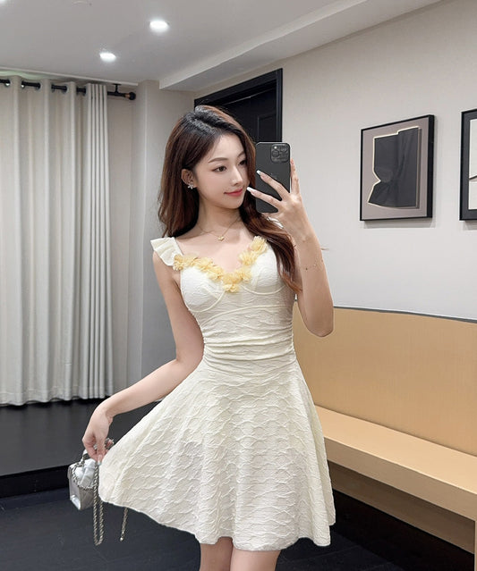 【3色】ミニドレス キャバドレス セクシー  花柄キャミワンピース  レギンスセット  ウエストマーク  フェミニン 大人可愛いコーデ  Vネック  LW2-DD5956