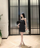 【2色】ミニドレスタイトドレスフリルエレガントフラワーセクシーパーティー大人可愛いキャミワンピ WQ2-SJHY10841