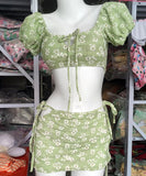 3点式セットビキニ水着ワンピース花柄パフスリーブセクシー大人可愛いモノキニタンキニビーチ海 WQ7-DP-A33262