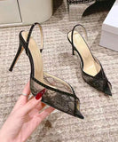 【3色】ハイヒール パンプス キラキラ 高見え レース パーティー WQ5-KLL001