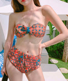 ビキニ水着ベアトップ花柄ハイウエストビーチ海旅行モノキニタンキニ WQ7-XYX-Q82542