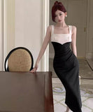 膝丈ドレスエレガントセクシー女子力宴会パーティー気質おしゃれスークエアネック WQ2-DD6463