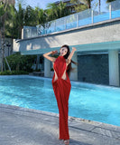 Lady's coco ロングドレス キャバドレス セクシー ルージング ホルターネック デザイン ラメ系ミニドレス パーティー 上品 LW2-XHY918211