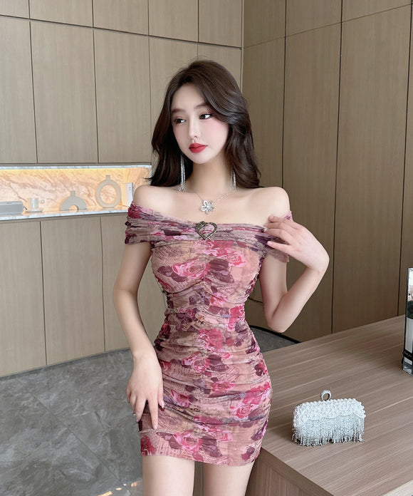 【4色】キャバドレス ミニドレス セクシー party  花柄 女性魅力 タイトドレス YH2-DD6423