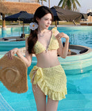 【3点セット】三角ビキニ水着ビキニホルターネックフリルリボンセクシーワンピース海温泉SNS話題 WQ7-DP-A10375