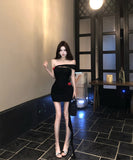 ミニドレスキャバドレス非対称フラワーオフショルダーセクシーナイトクラブパーティー WQ2-ZED882505DXH437A