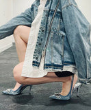 【3色】ハイヒール パンプス スリッパ デニム 美脚効果 歩きやすい 流行り party 8.5cm 百掛け ヒール 靴 WQ5-KLL001