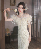 ナイトドレス 宴会 ロングドレス 立体花 エレガント 誕生日 披露宴 YH2-MBYD11509318477