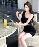 ミニドレスワンーショルダーキャバドレスレースセクシーウエストカードナイトクラブパーティー肌見せ WQ2-ZED882533DXH437A