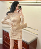 手作り ミニドレス キラキラ セレブ風 宴会 チュール 高級感 YH2-JY40163