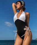 ビキニ モノキニ 肌見せ セクシー Vネック 着痩せ 海辺 水着 谷間露出 YH7-YZM-SNM24523