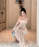 【秋新作】ロングドレス キャバドレス セクシー ボディコン オフショルダー  マーメイドドレス 結婚式 二次会 披露宴 パーティー 上品 高級感 LW2-CD7-238-87020590