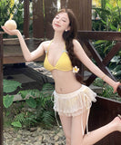 【3点セット】三角ビキニ水着ビキニホルターネックリボンセクシーワンピース海温泉SNS話題 WQ7-DP-A10354