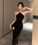 膝丈ドレス キャバドレス 宴会 気質 着痩せ 背露出 セクシー おしゃれ YH2-ZED885482DXH449