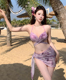 【3点セット】ビキニ水着三角ビキニ花柄ホルターネックセクシー海ビーチ旅行温泉 WQ7-DP-A10372