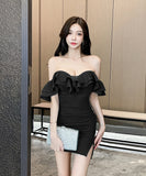 【3色】ミニドレス キャバドレス キャミワンピ セクシー ロータスワンレーブル オープンバック ナイトクラブ JC2-YM8871